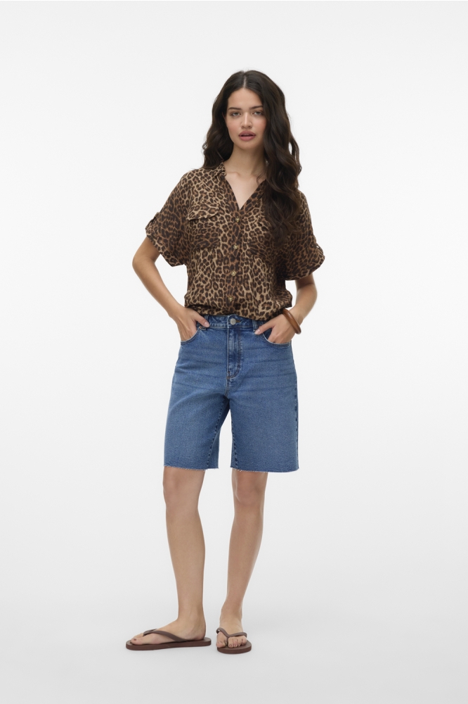 VMBUMPY SS SHIRT AOP WVN GA NOOS 10331923 SILVER MINK/VMD LEOPARD
